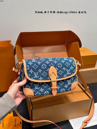 Diane Blue Denim Crystal Shoulder Bag