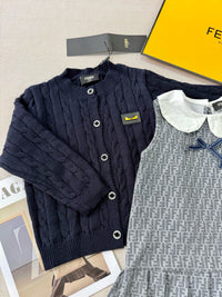 Fendi Girls Knit Cardigan & FF Pleated Dress Set