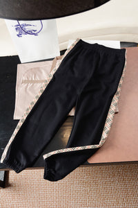 Check-Stripe Slim Sweatpants
