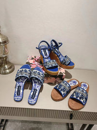 Maiolica Print Espadrille Sliders
