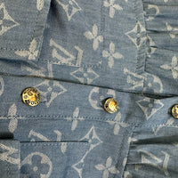 Monogram Denim Tiered Shirt Dress