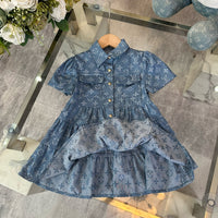 Monogram Denim Tiered Shirt Dress