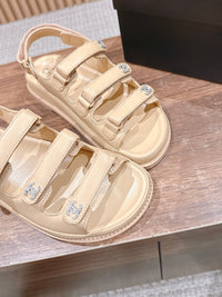 Lambskin Crystal Velcro Dad Sandals