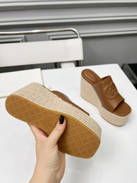 Leather Espadrille Wedges