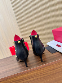 Rockstud Leather Ankle Boots