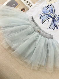 Girls Bow Tee & Tulle Skirt Set