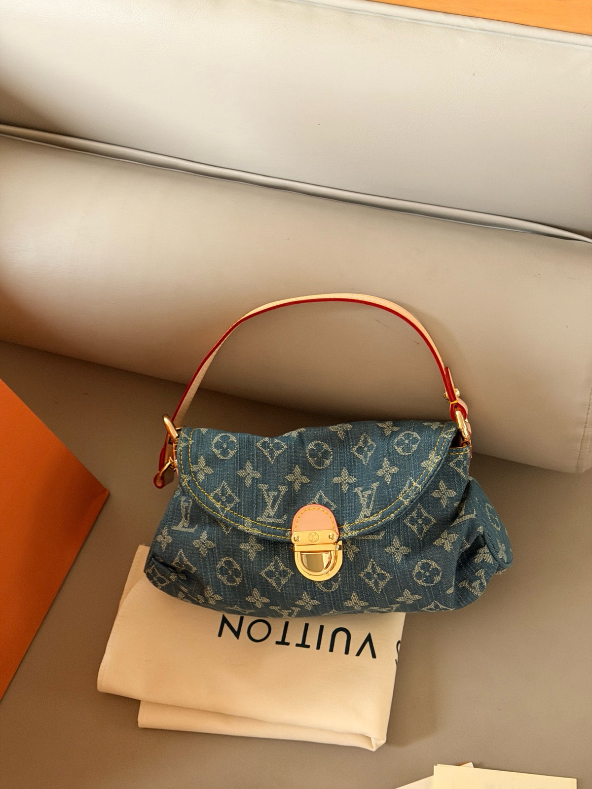 Monogram Denim Pleaty Bag