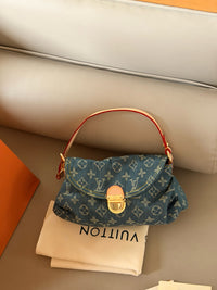 Monogram Denim Pleaty Bag