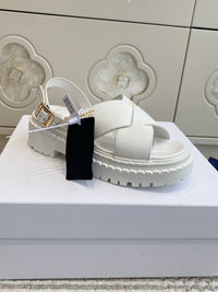 Leather Crossover Platform Sandals