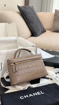 Crocodile Embossed Slim Vanity Case