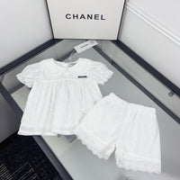 Lace Collar Shorts Set