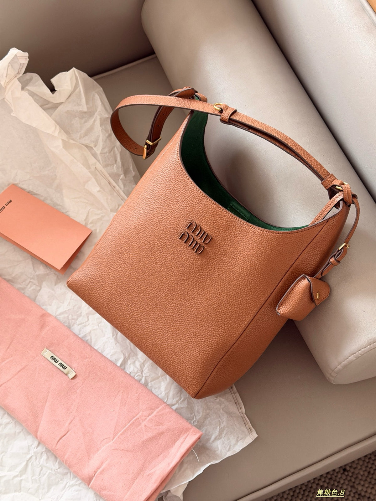 Camel Leather Shoulder Bag