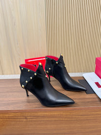 Rockstud Leather Ankle Boots