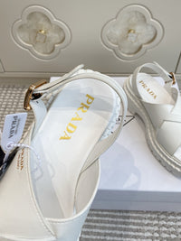 Leather Crossover Platform Sandals