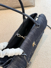 Denim Quilted Flap Shoulder Bag