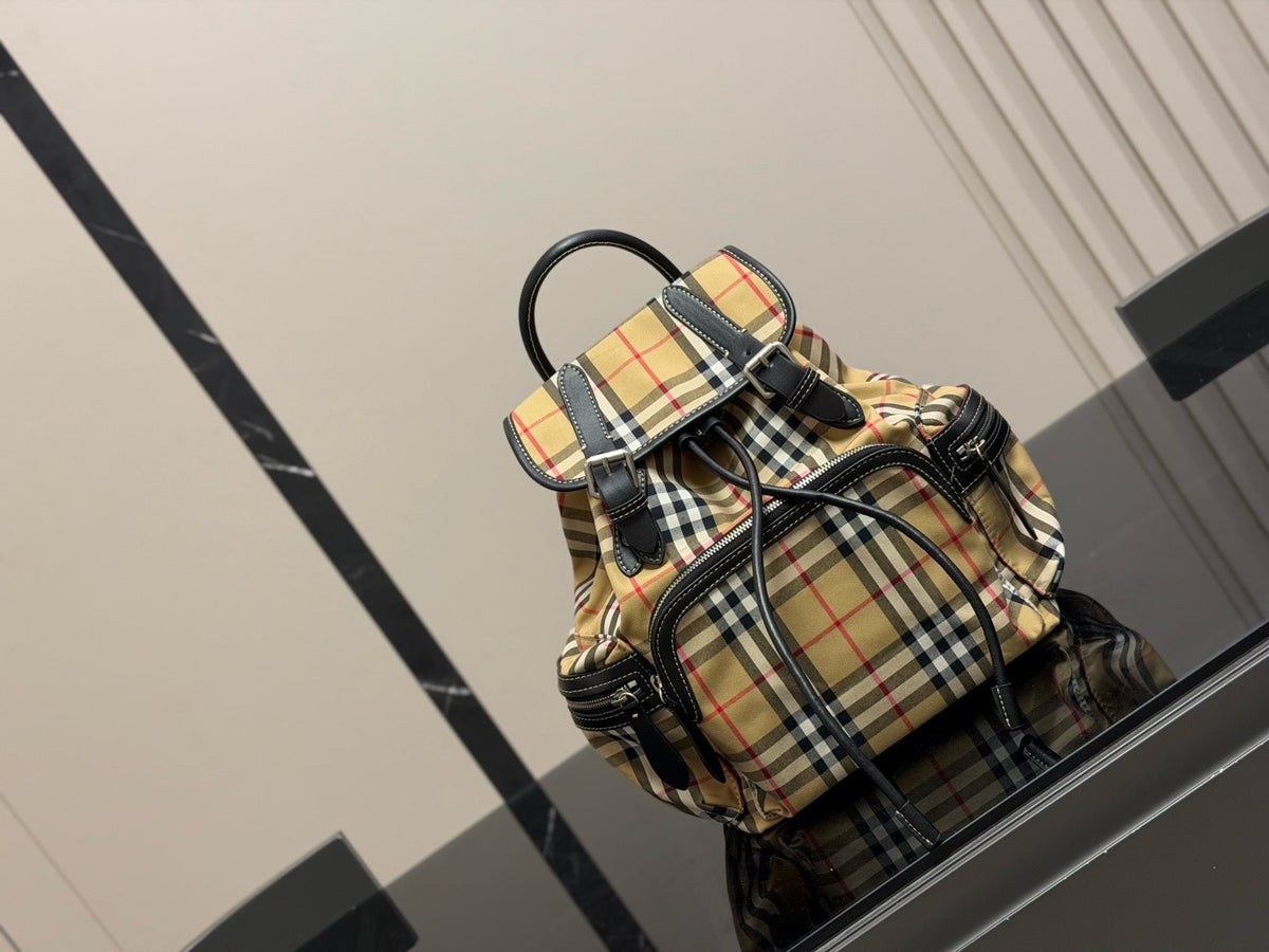 Vintage Check Rucksack Backpack