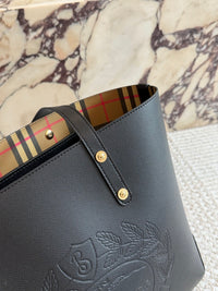 Embossed Crest Leather Tote