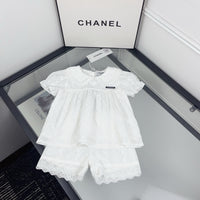 Lace Collar Shorts Set
