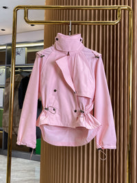 Drawstring Cropped Trench Jacket