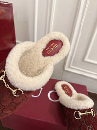 Horsebit Shearling-Trimmed Mules