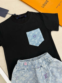 Monogram Denim Shorts Set