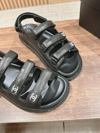 Lambskin Crystal Velcro Dad Sandals