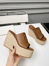 Leather Espadrille Wedges