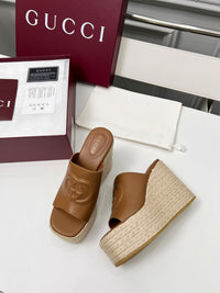 Leather Espadrille Wedges