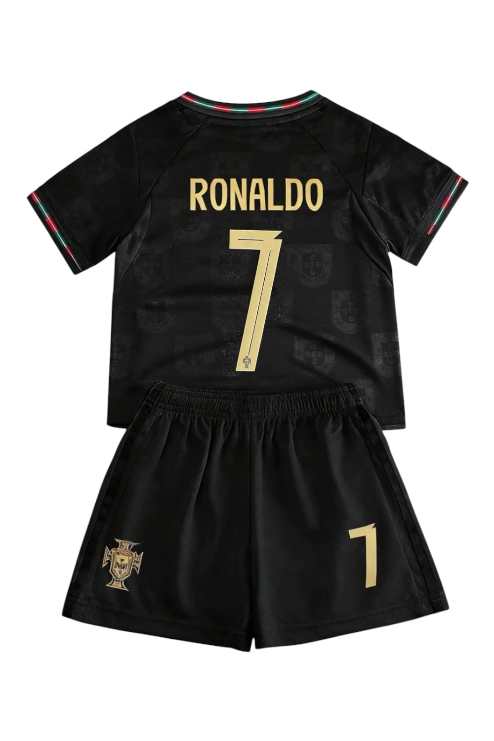 Ronaldo #7 Black Kids Soccer Jersey Set
