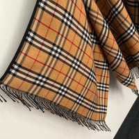 Reversible Check Wool Cape