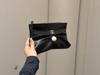 Shiny Lambskin Pearl Clutch