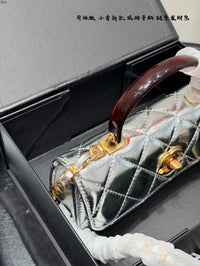 Metallic Mini Top Handle Flap Bag