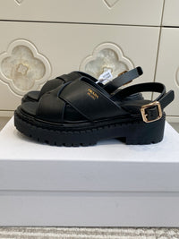 Leather Crossover Platform Sandals
