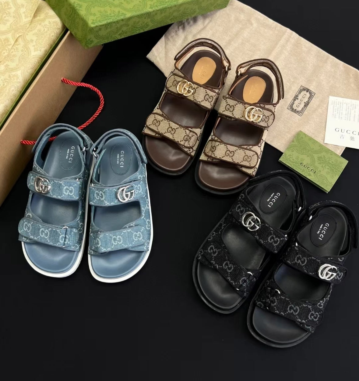 Supreme Double G Strap Sandals