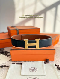 H Belt Buckle & Reversible Leather Strap 38mm