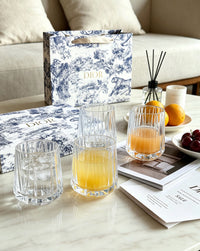 Maison Tumbler Cannage Transparent Crystal Glasses Set of 4