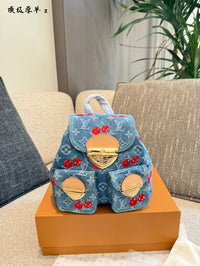 Cherry Denim Mini Backpack