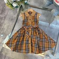 Vintage Check Sleeveless Shirt Dress