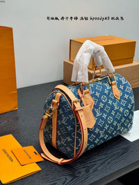Speedy 25 Blue Denim Crystal Bag