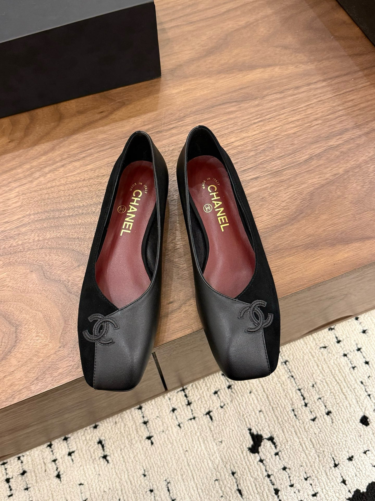Two-Tone Leather Ballerina Flats
