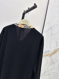 Check Trim Wool Cardigan