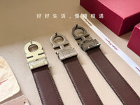 Double Gancini Reversible Leather Belt