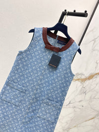 Monogram Denim Sleeveless Shift Dress