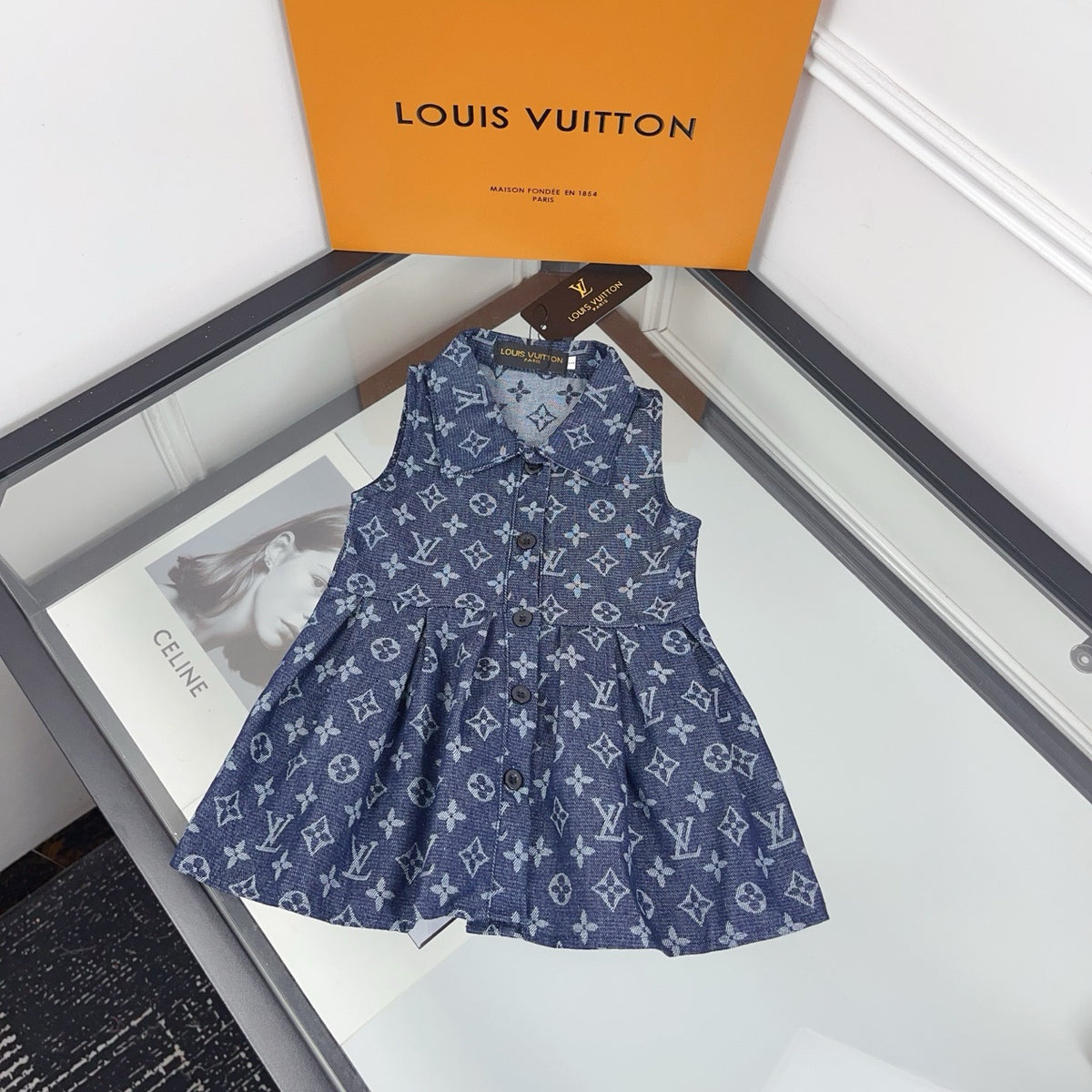 Denim Monogram Shirt Dress