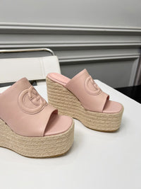 Leather Espadrille Wedges