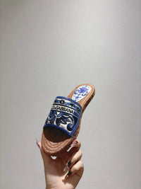Maiolica Print Espadrille Sliders