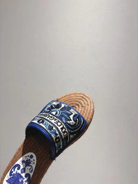 Maiolica Print Espadrille Sliders