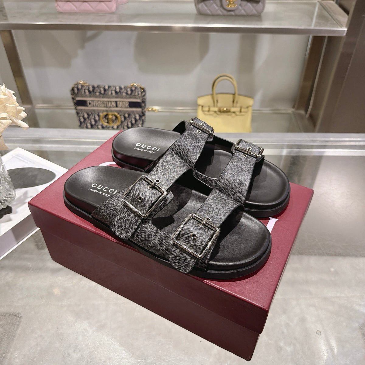 Slide Sandals with Buckles