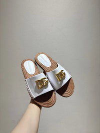 Nappa Leather Espadrille Sliders