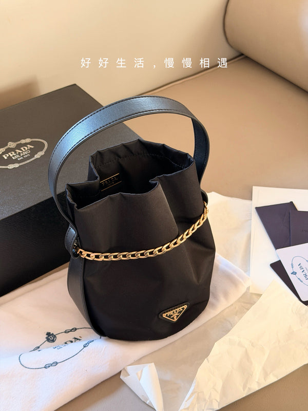 Black Mini Nylon Bucket Bag